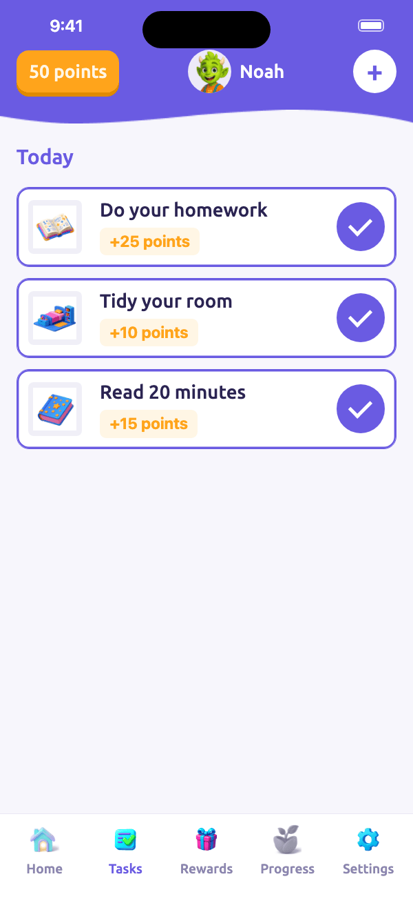 Parent phone: the tasks of the day, all validated