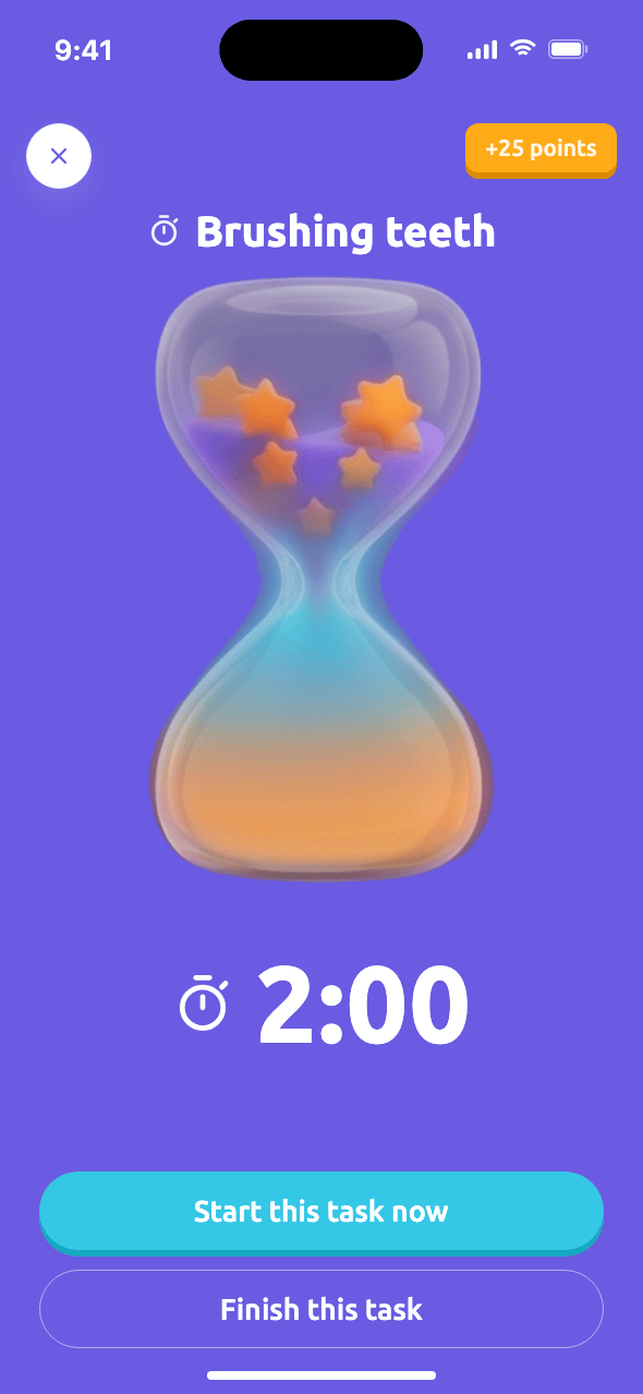 Timed task with hourglass