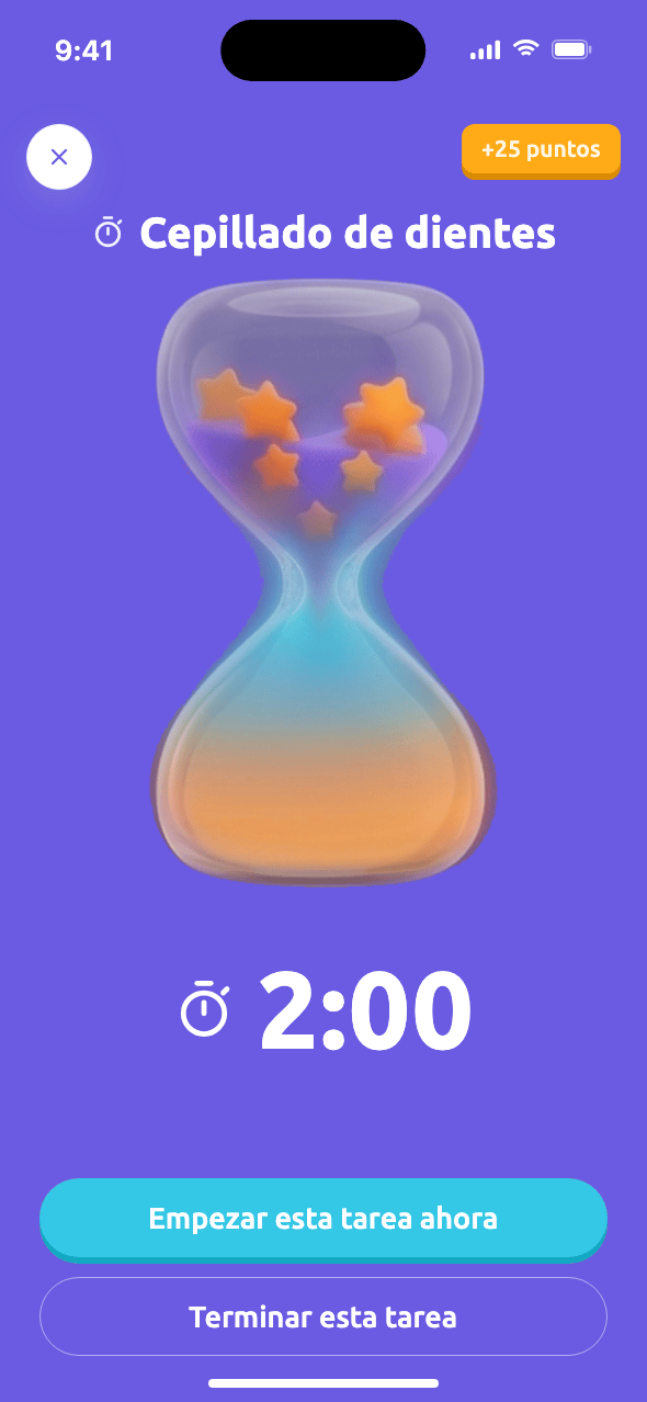 Tarea cronometrada con reloj de arena